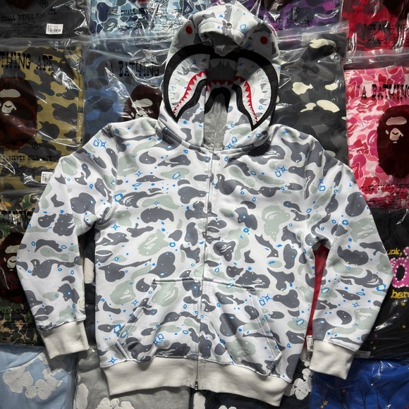 A Bathing Ape Other - BAPE ABC Camo Double Shark Full Zip Hoodie 'White’